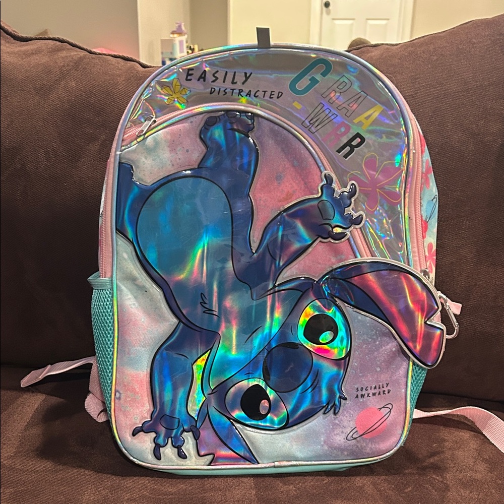 Stitch Holographic Blue Kids Backpack
